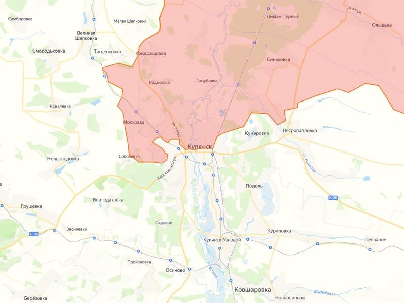    Положение в Купянске по данным российских источников | Фото на основе карт lostarmour