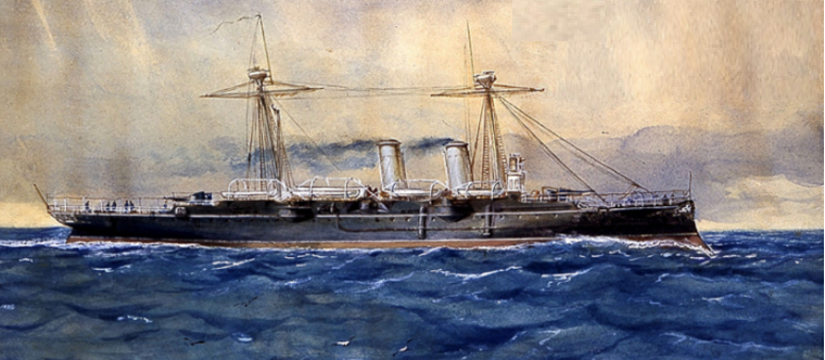Крейсер Reina Regente. Худ. Rafael Monleón y Torres, 1889.