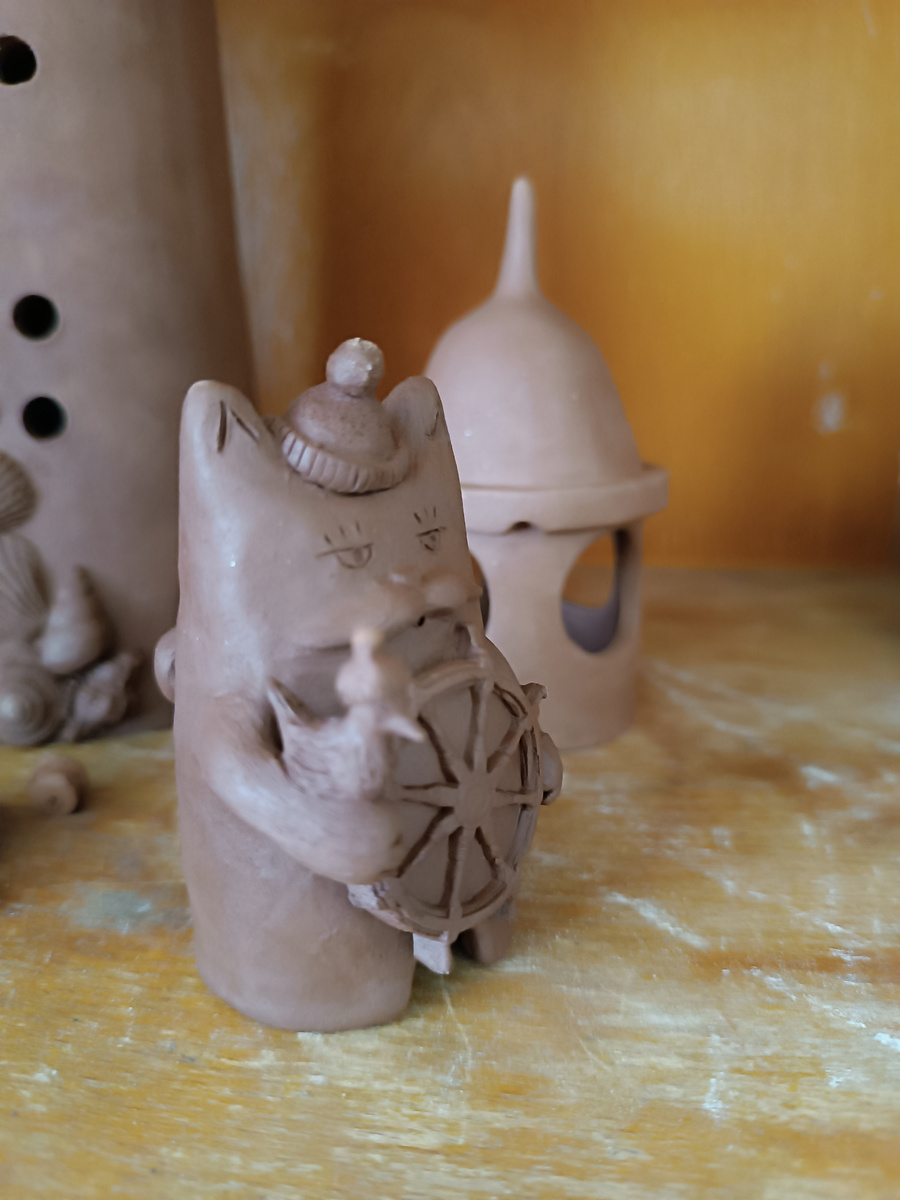 Кот-моряк изделие из глины (фото автора)