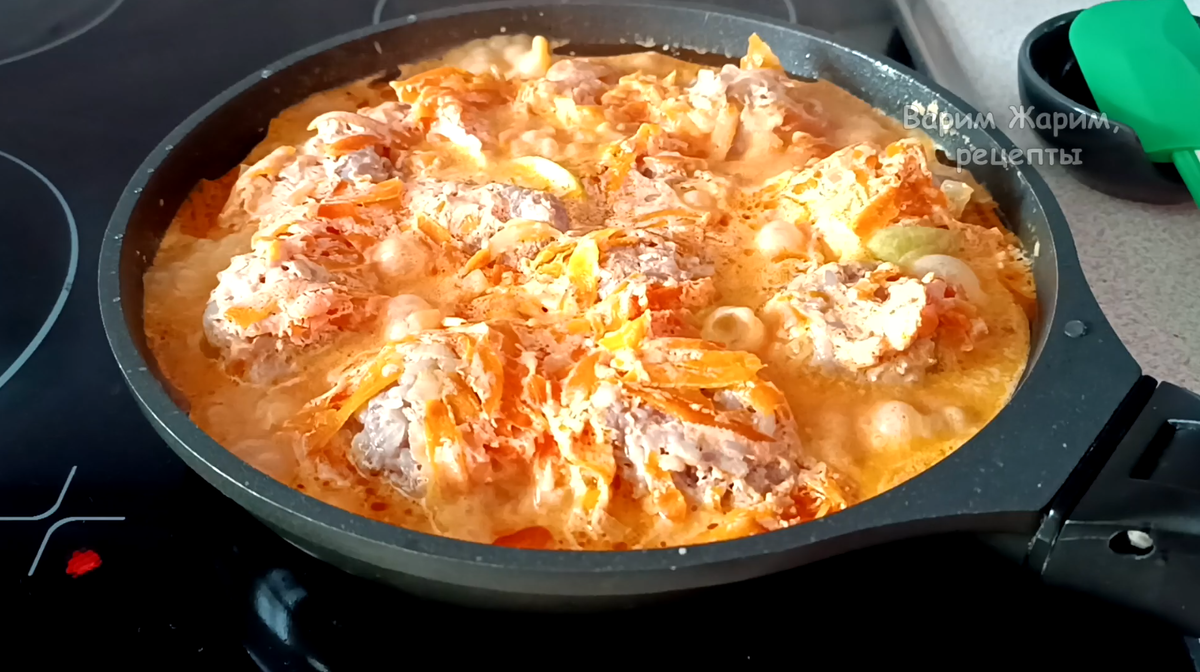 📌 Кабачки с фаршем, тушеные на сковороде