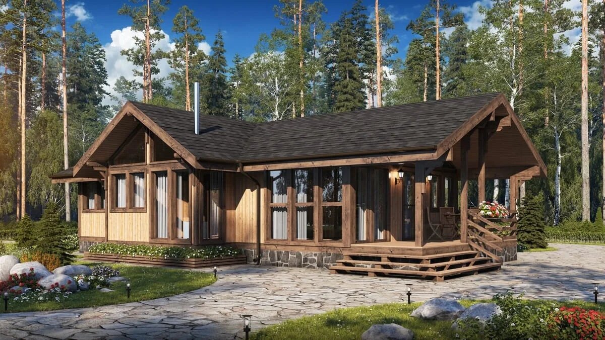 Одноэтажный дом по проекту "Норвежский" компании NATURI