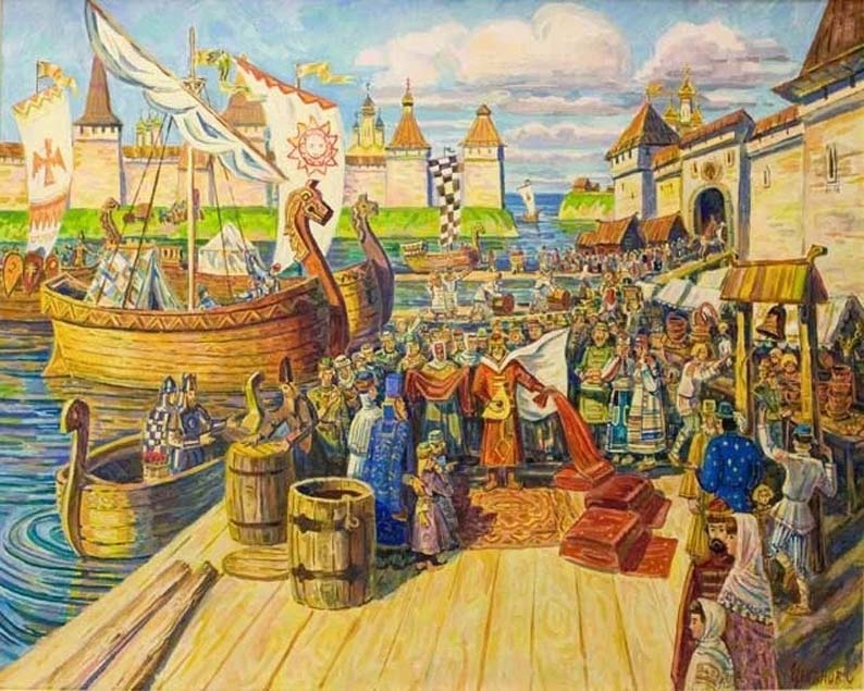 Пристань, иллюстрация к одной из сказок.