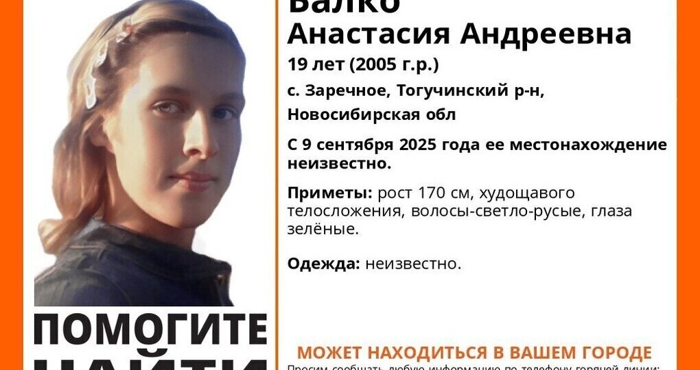 В Новосибирске ищут 19-летнюю девушку в серой водолазке