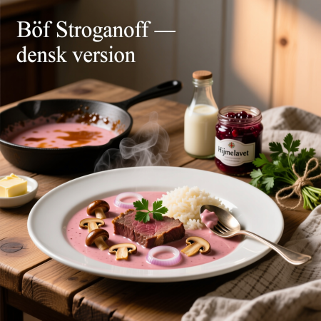 Бёфстроганов по-датски (Bøf Stroganoff — dansk version)