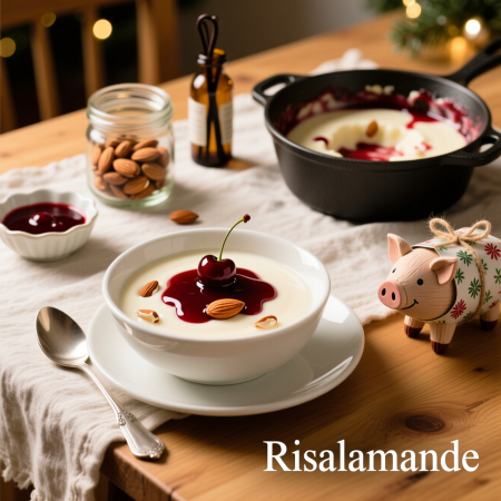 Рисаламанде (Risalamande) — рождественский рисовый пудинг с миндалём