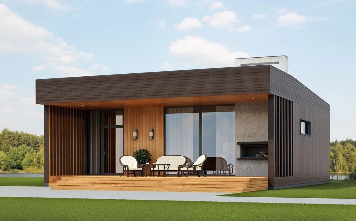 Одноэтажный компактный дом по проекту "Счастье" компании NATURI