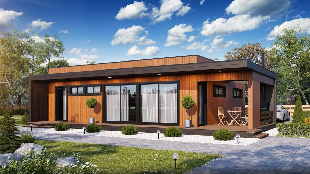 Одноэтажный современный загородный дом попроекту "Счастье-4" компании NATURI