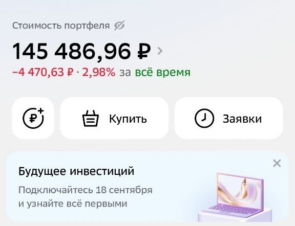 Скриншот моего финансового портфеля