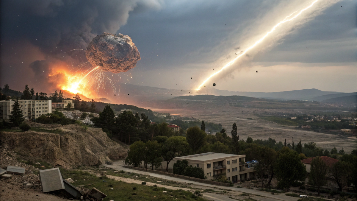    Падение астероида может быть опасным, как на этой иллюстрации