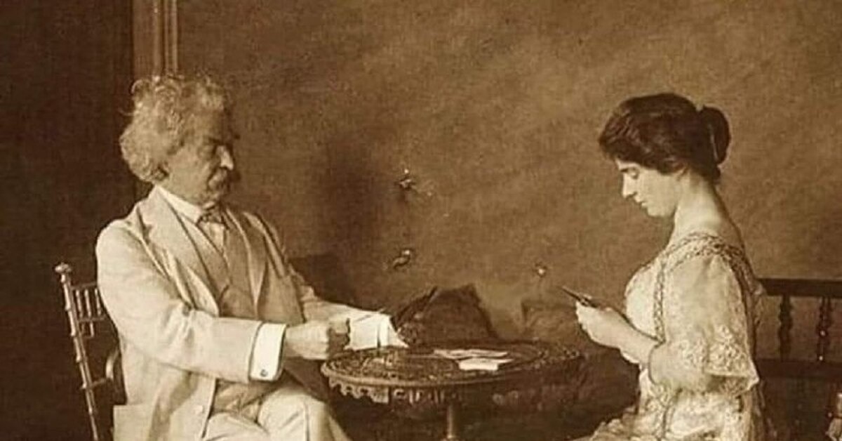 Марк Твен с женой Оливией. 