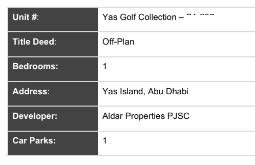 Договор купли-продажи Yas Golf Collection. 