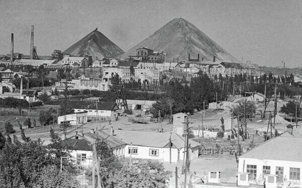 Вид на шахтерский поселок и угольные терриконы в Донбассе. Украинская ССР/
© РИА Новости / Георгий Зельма / Перейти в медиабанк