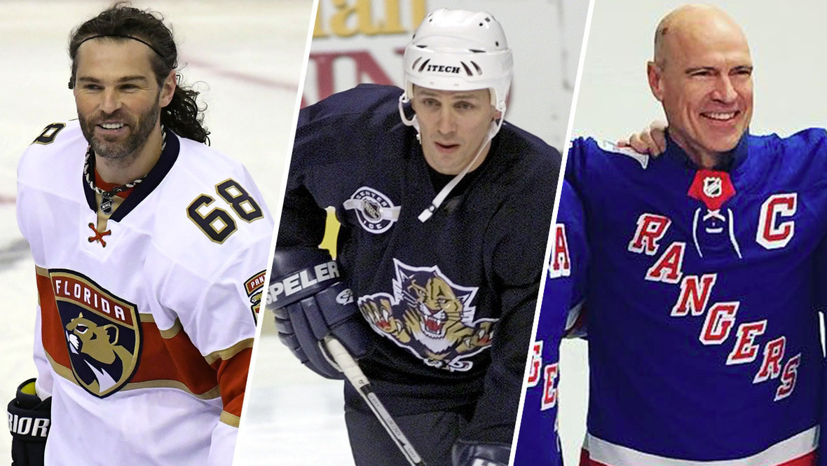    Яромир Ягр, Игорь Ларионов, Марк Мессье.