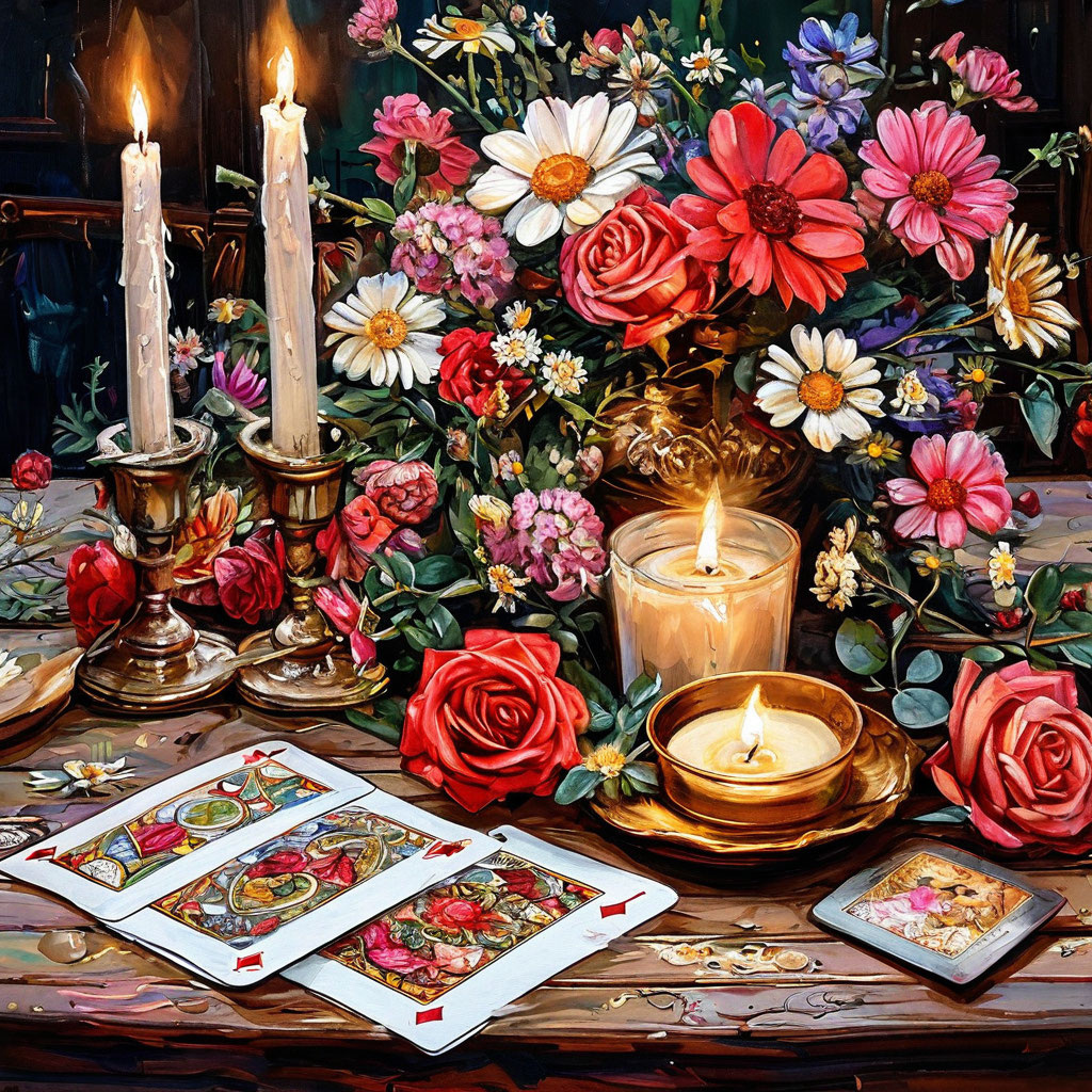 Гадание на картах. Иллюстрация сгенерирована нейросетью