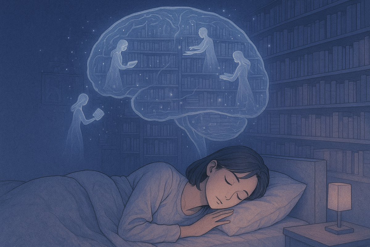 Мозг-библиотекарь: Сон и закрепление памяти (создано с помощью нейросети)