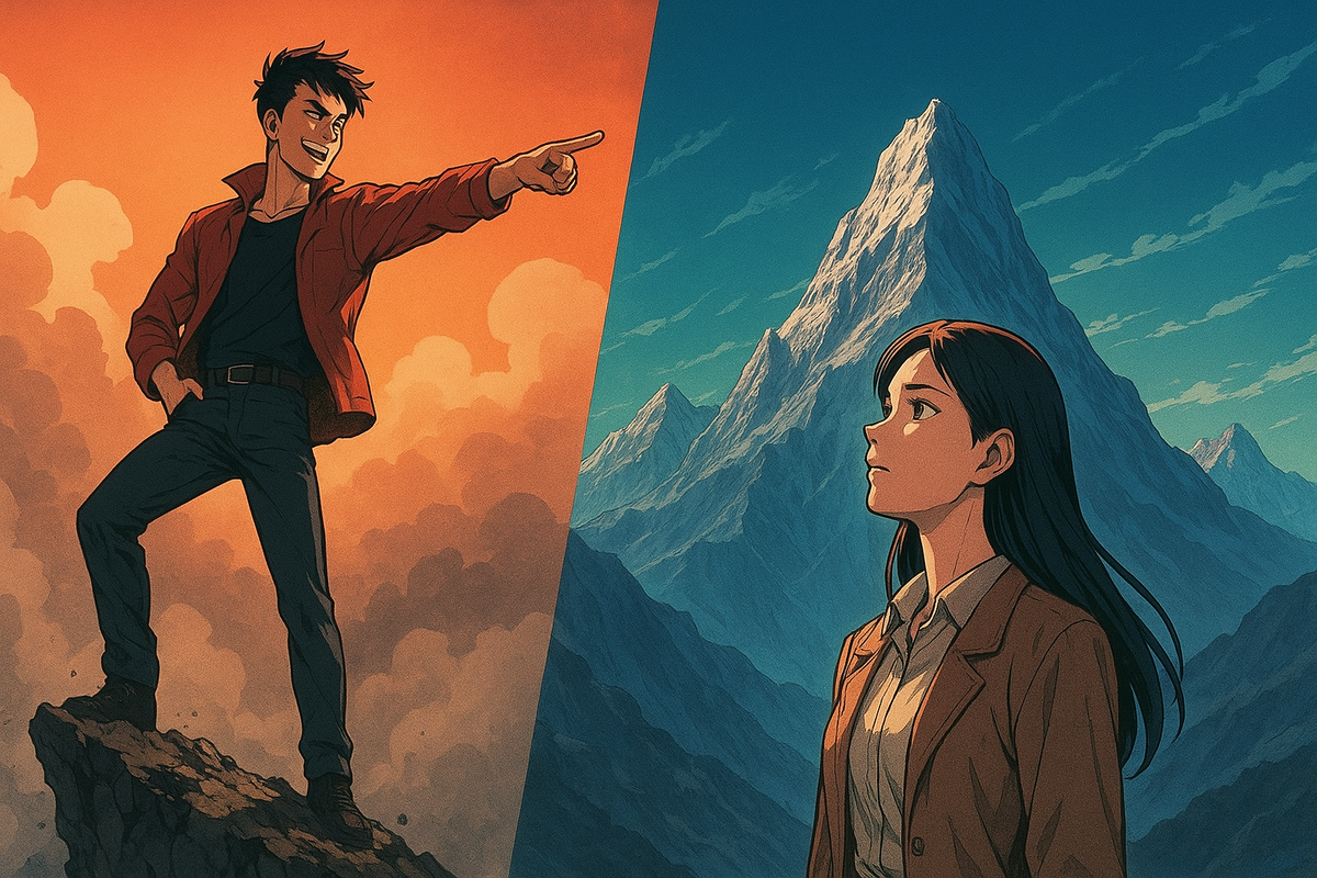 Горы невежества и знаний (создано с помощью нейросети)