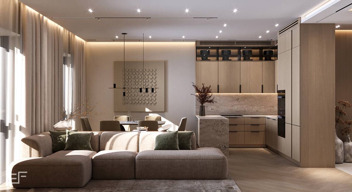 Дизайн интерьера кухни-гостиной в жилом комплексе iLove