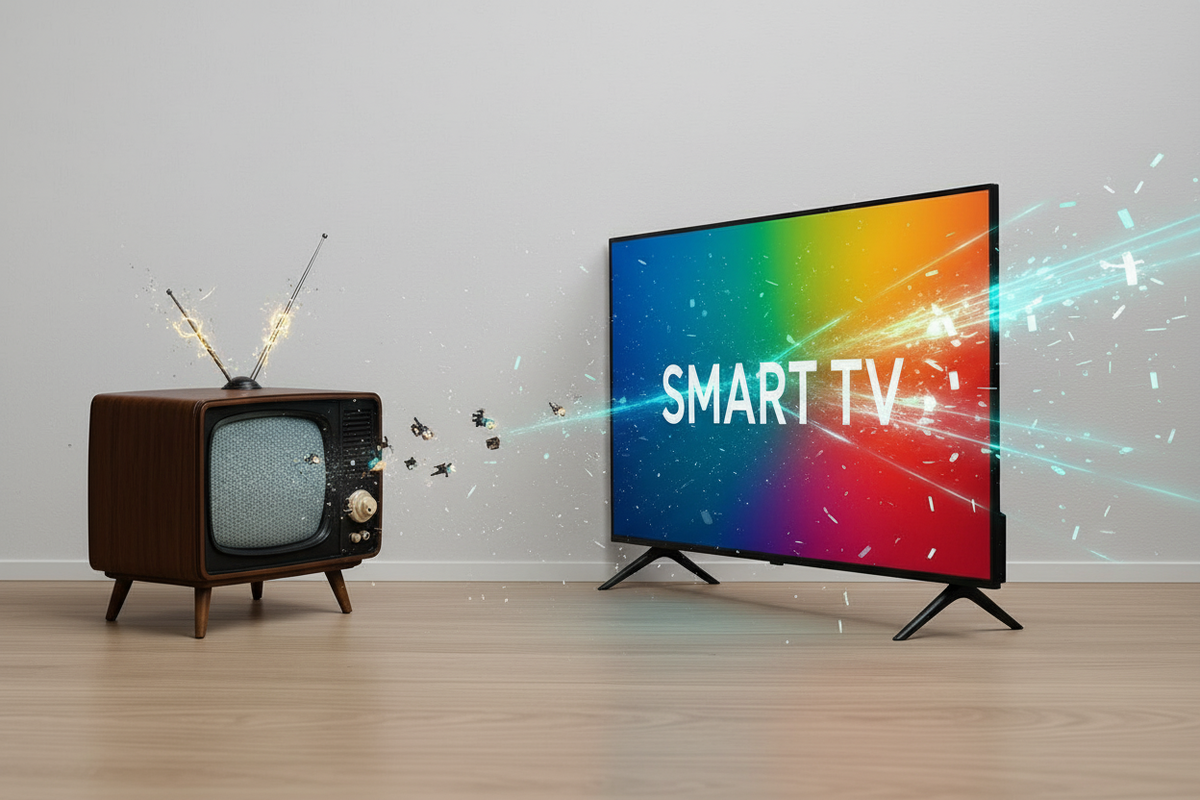 Битва поколений ТВ. Изображение сделано нейросетью.