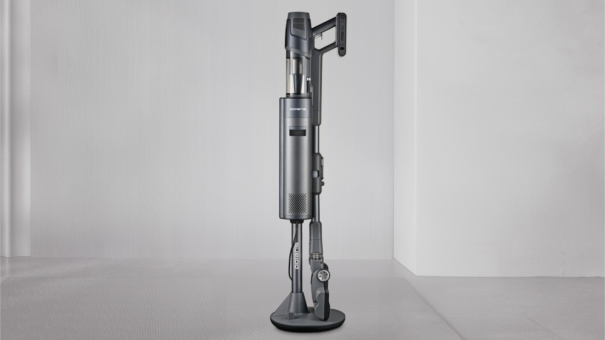 Экстремально мощный беспроводной пылесос Polaris PVCSDC 3000 Wi-Fi IQ Home с пыленакопителем и функцией самоочистки.