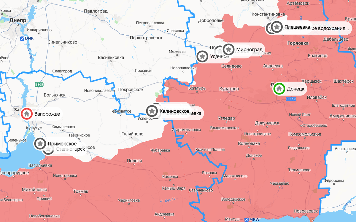 Карта СВО на 18 сентября. Фото: Яндекс Карты