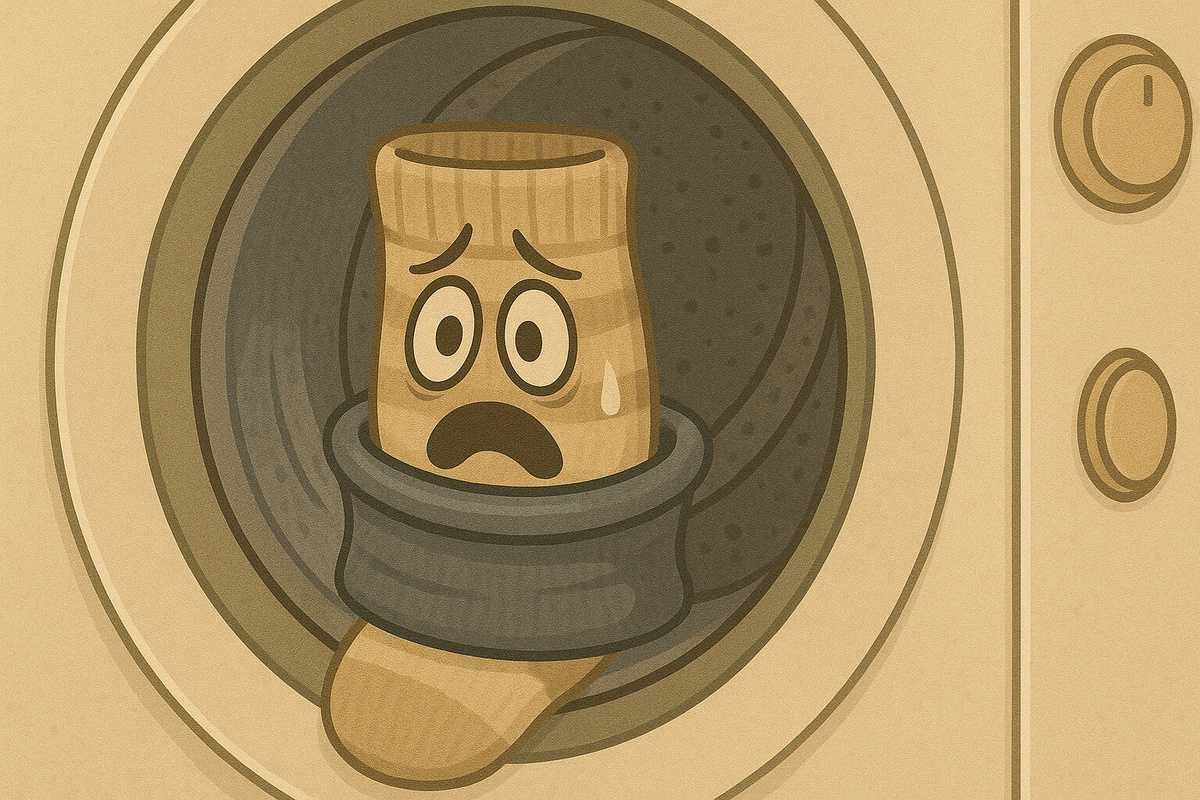    В первую очередь потерянные носки нужно искать в манжете стиральной машины