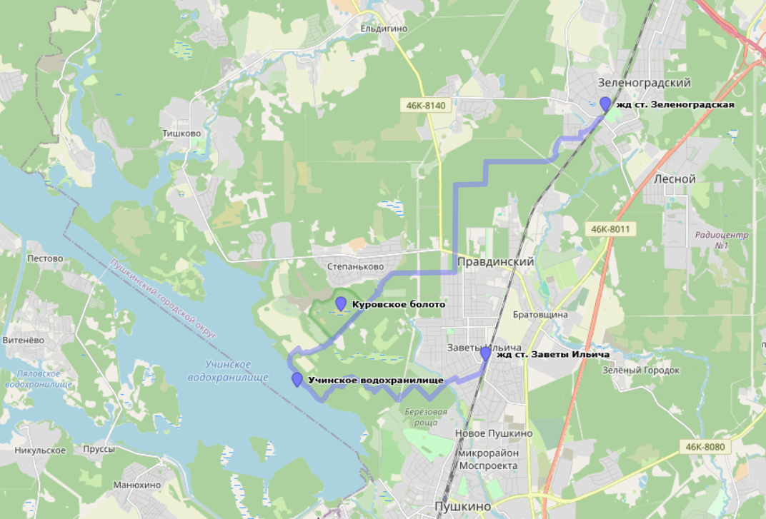 Маршрут Учинское водохранилище, 18.7 км