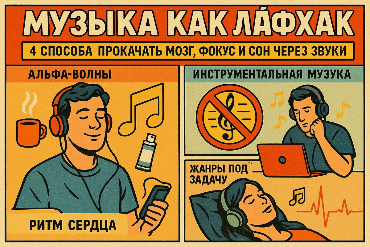Музыка как лайфхак: 4 способа прокачать мозг, фокус и сон через звуки