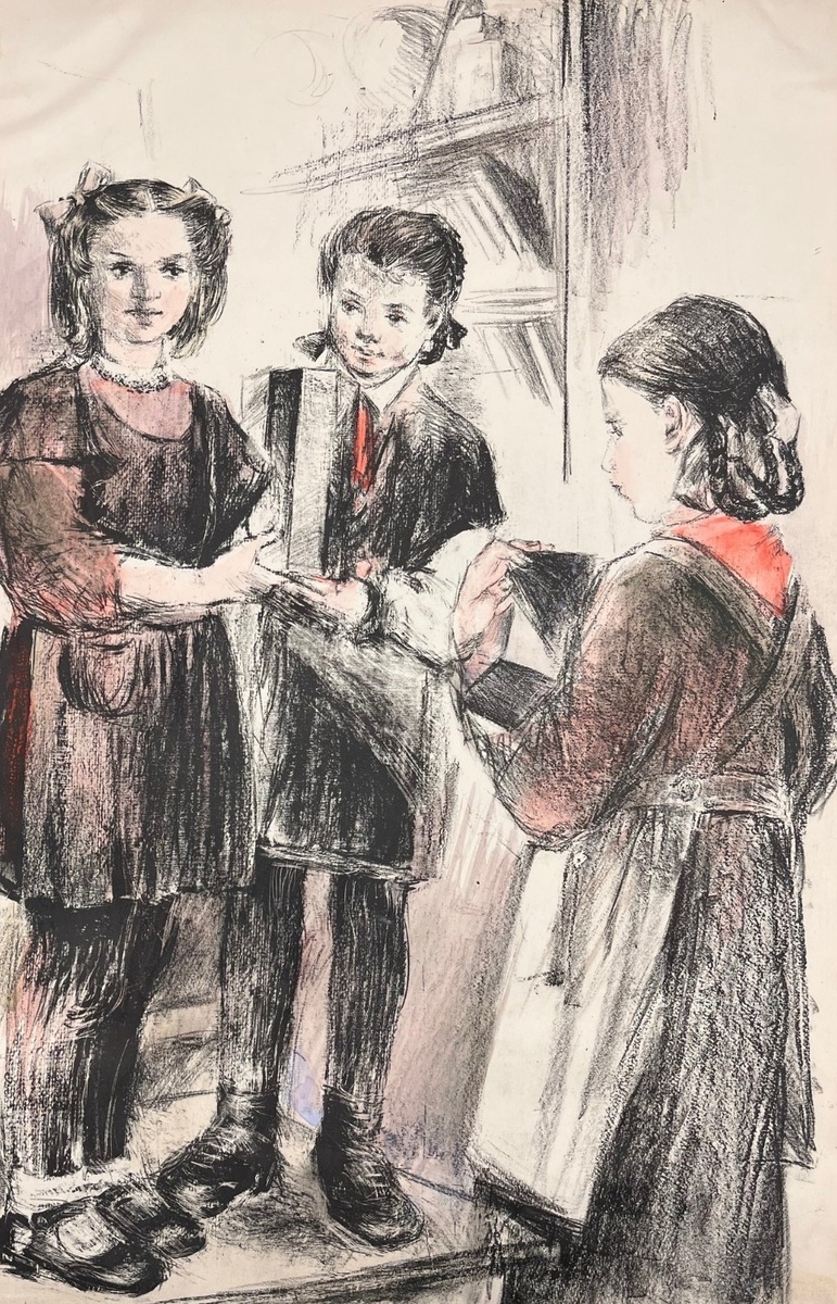 Школьницы. А. Н. Латаш. СССР, 1949 г.