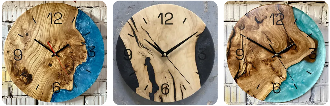 Настенные часы Fridaywood из дерева и эпоксидной смолы