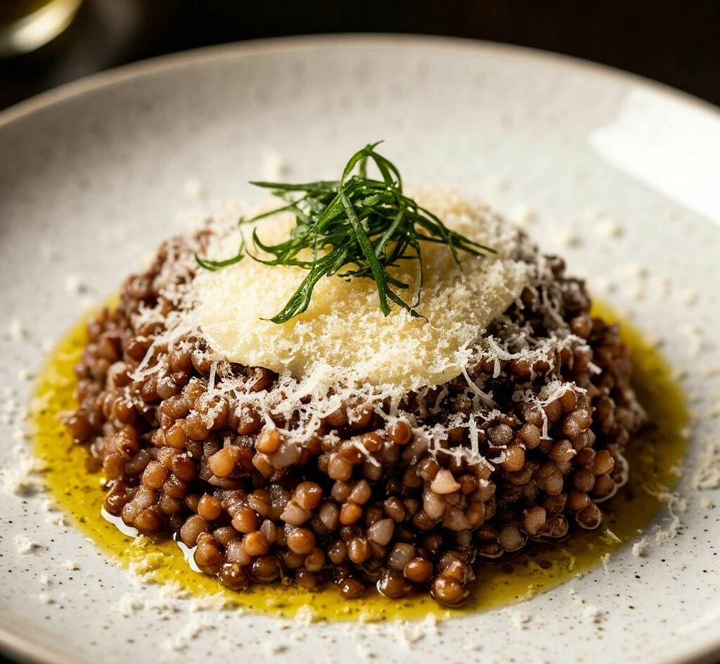 Гречка с трюфельным маслом и пармезаном