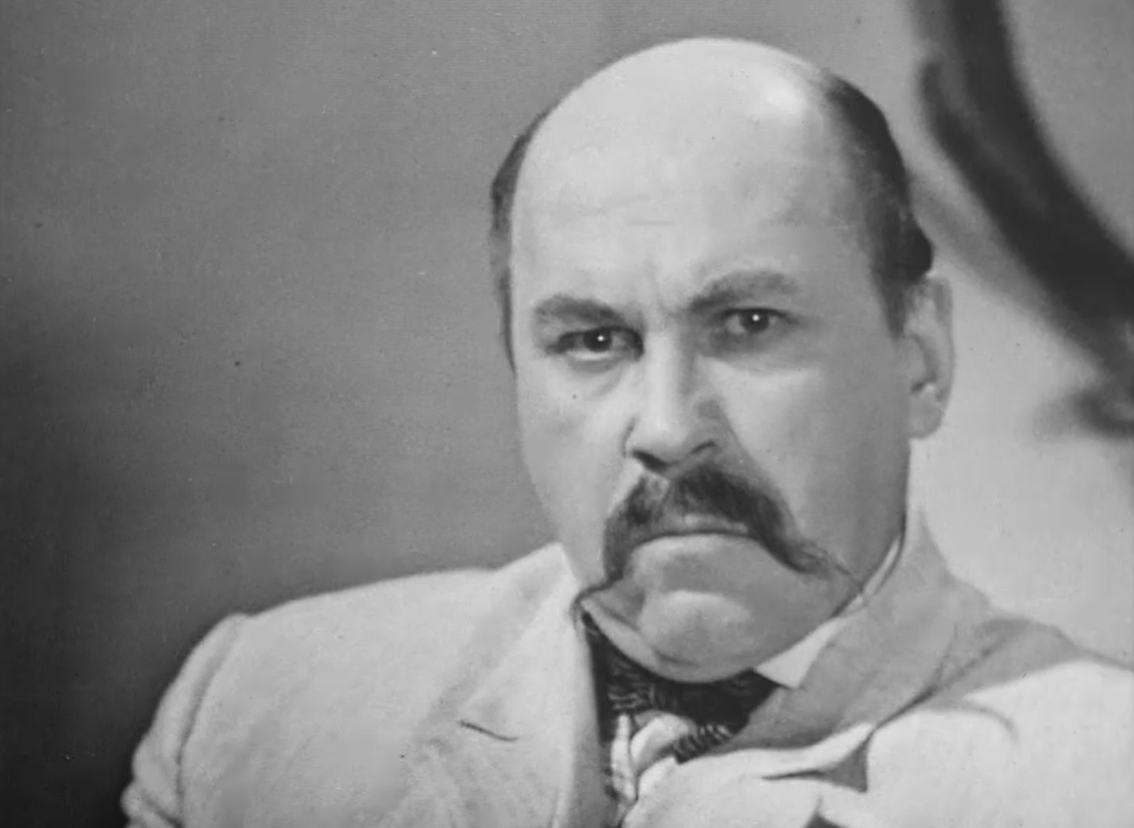 Вячеслав Бровкин в роли Пшехоцкого в телеспектакле "Драма на охоте" (1970)