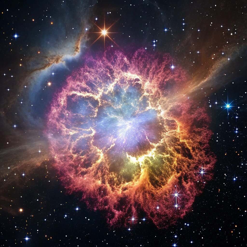 Взрыв сверхновой, сгенерированный спомощью ИИ