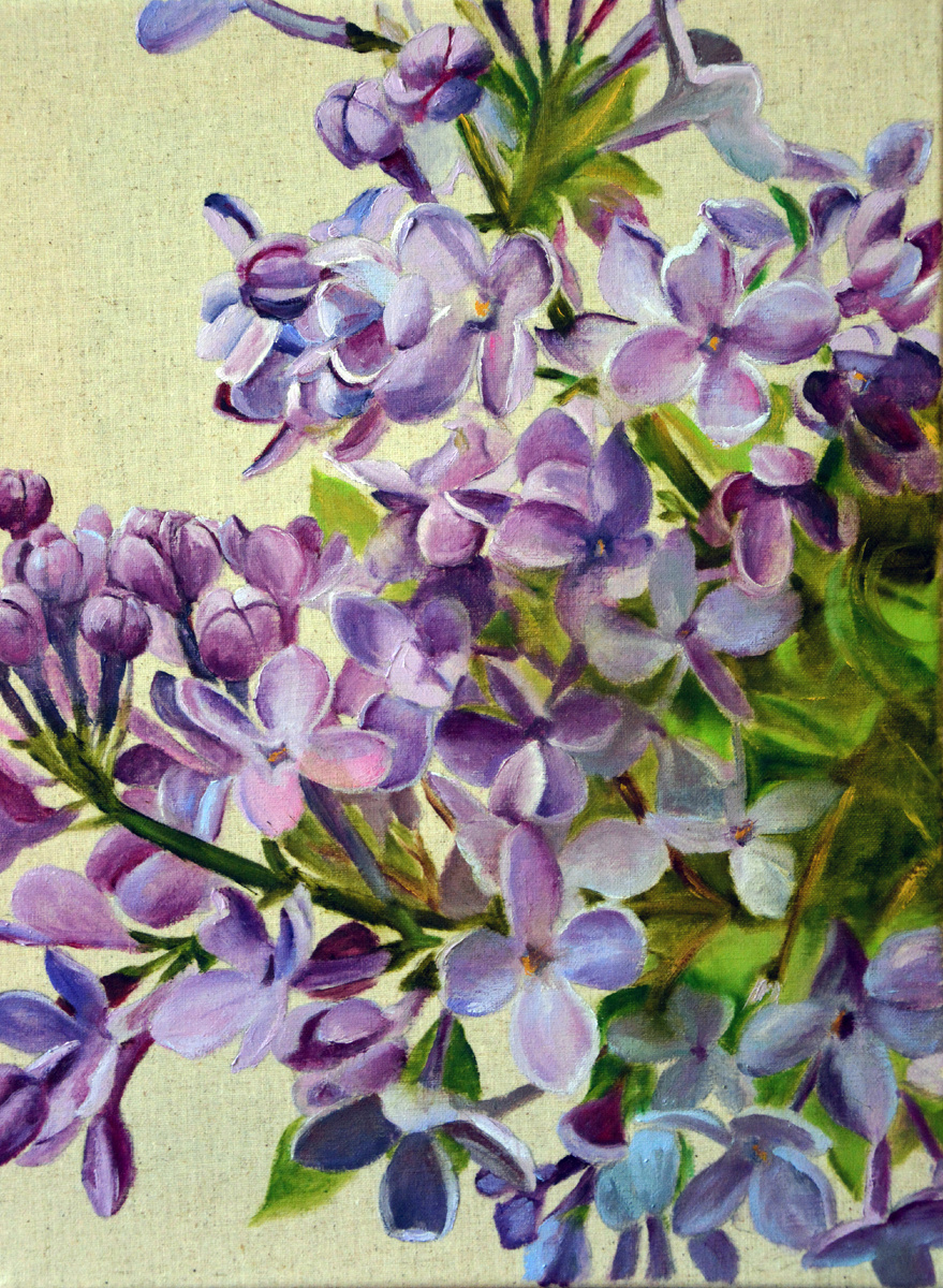 Сирень цветет. Утро, 2025 г., материалы: холст, масло, размер: 40 х 30 см. Источник: https://artsreda.ru