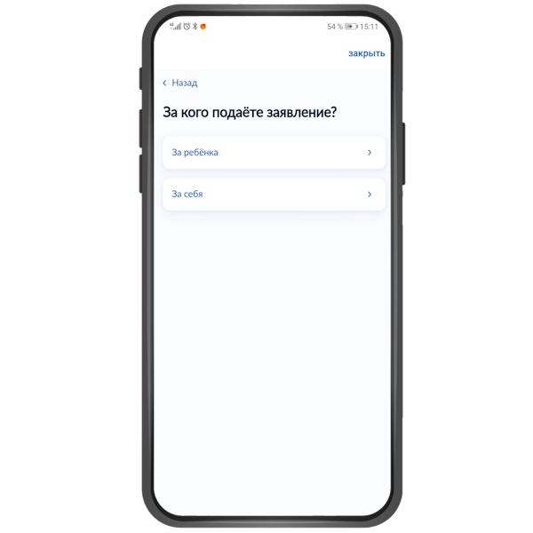 Укажите, за кого вы подаёте заявление. →