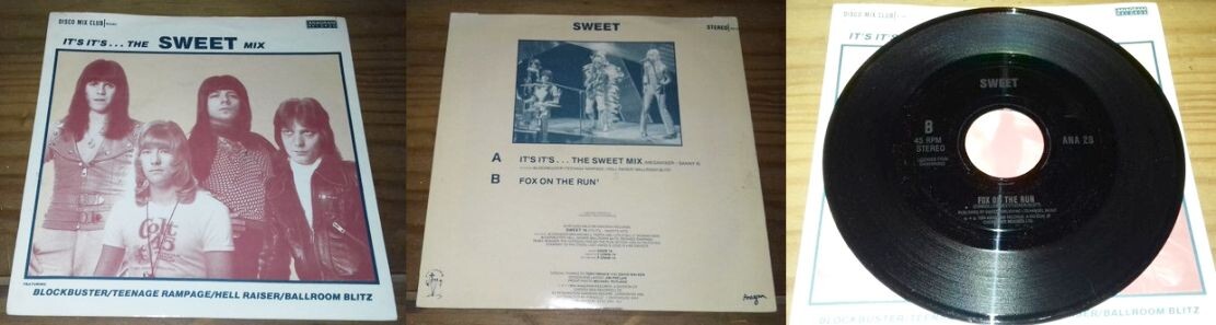 Английский выпуск альбома The Sweet "Its Its The Sweet Mix", 1984 г., в формате 7", то есть как маленькой пластинки на 45 оборотов (сингла)