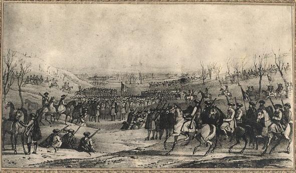 Черкесская кавалерия. Гравюра О. Барнарда с рисунка из книги Джеймса Белла (1797 — 1858) ««Journal of a Residence in Circassia during the Years 1837, 1838 and 1839»