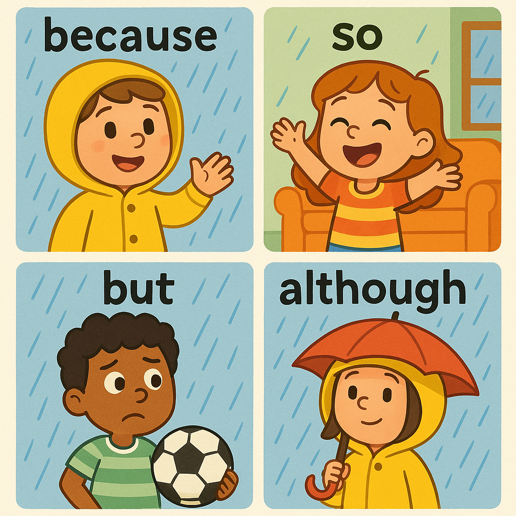 Простой способ запомнить so, but, although, because — через истории