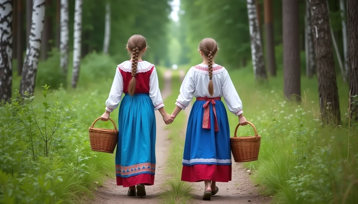 Мы с сестрой отправились за грибами.