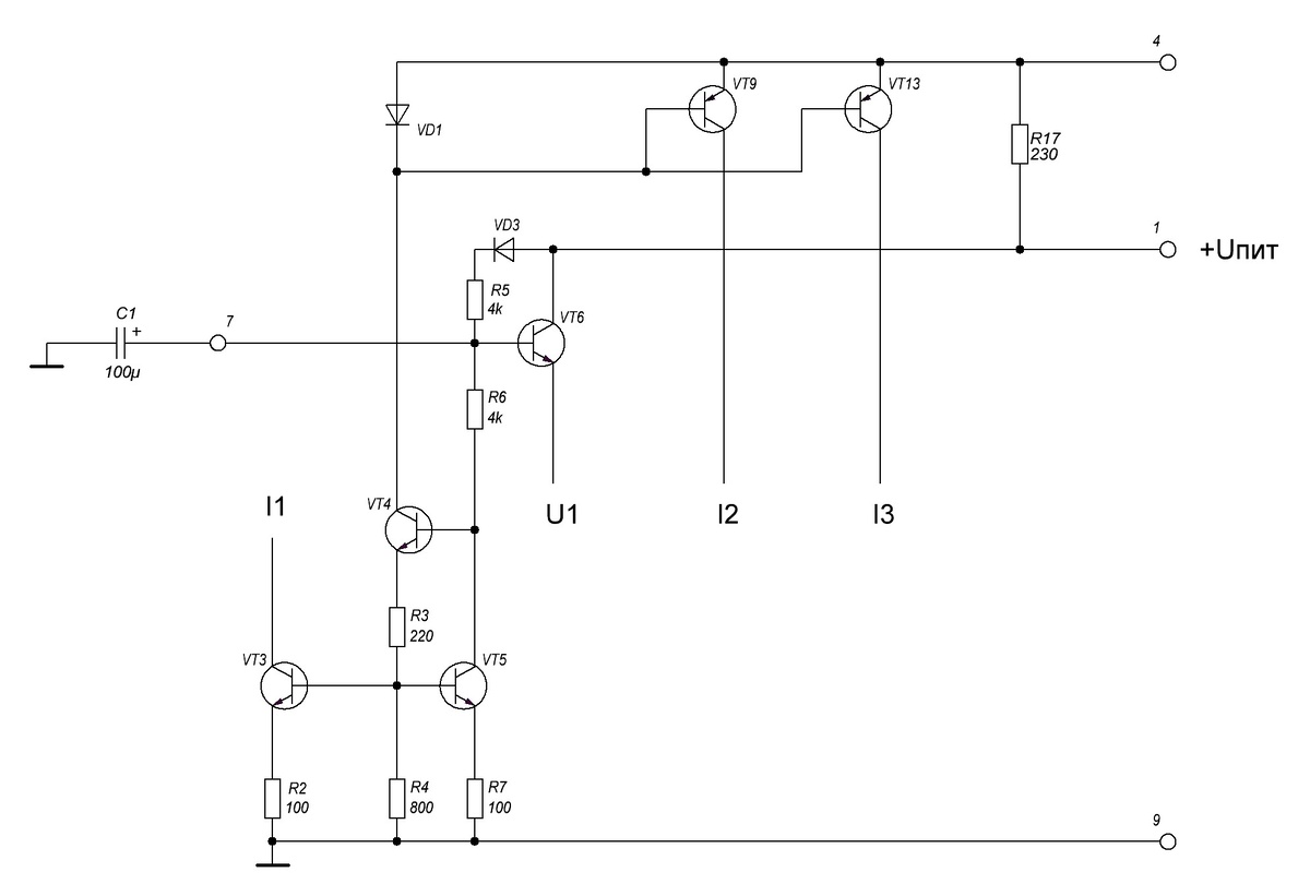 Рис. 2 Генератор токов ИМС К174УН7