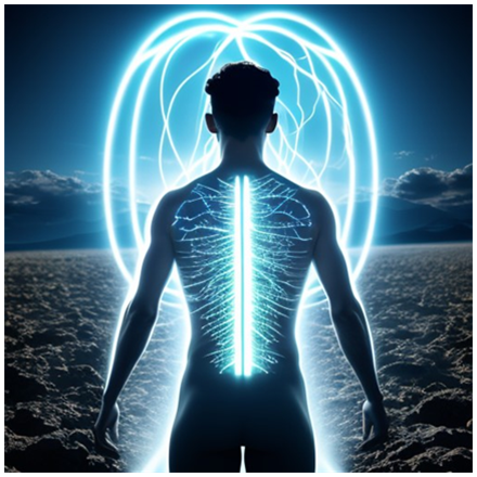 Сгенерировано ИИ-энергопотоки в организме человека.