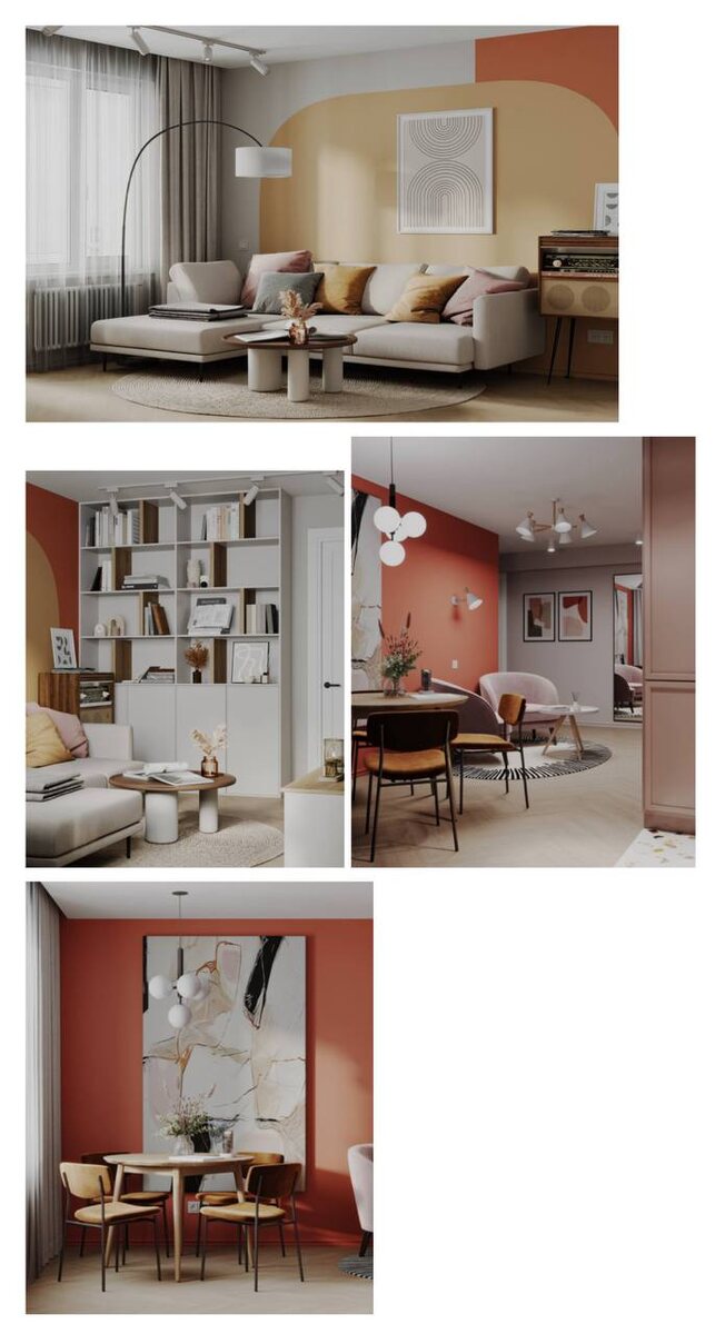 Дизайн гостиной в стиле контемпорари, проект ГК «Поколение».
