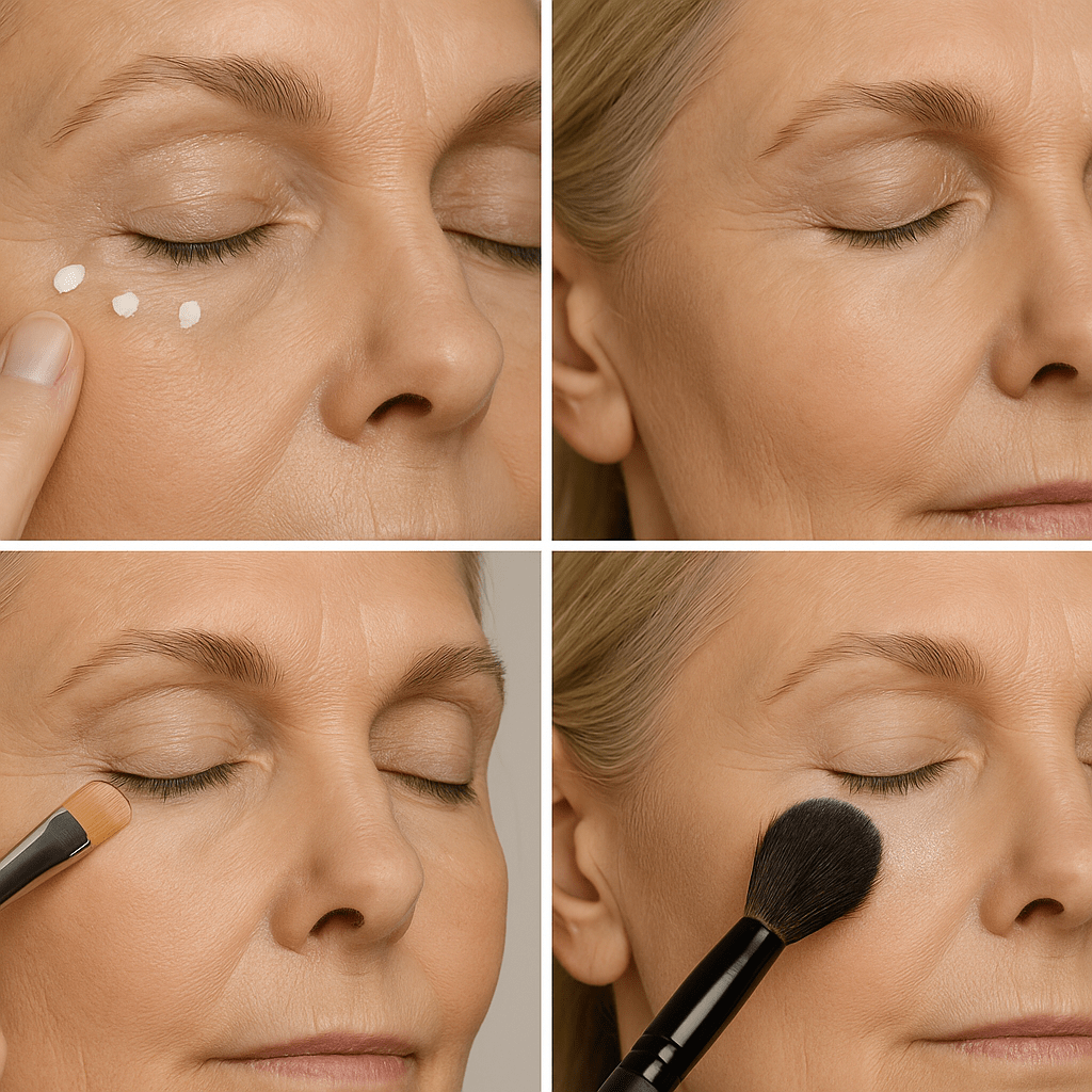 Лёгкий уход, базовое выравнивание и тонкая пудра подготавливают веко к стойкому макияжу.