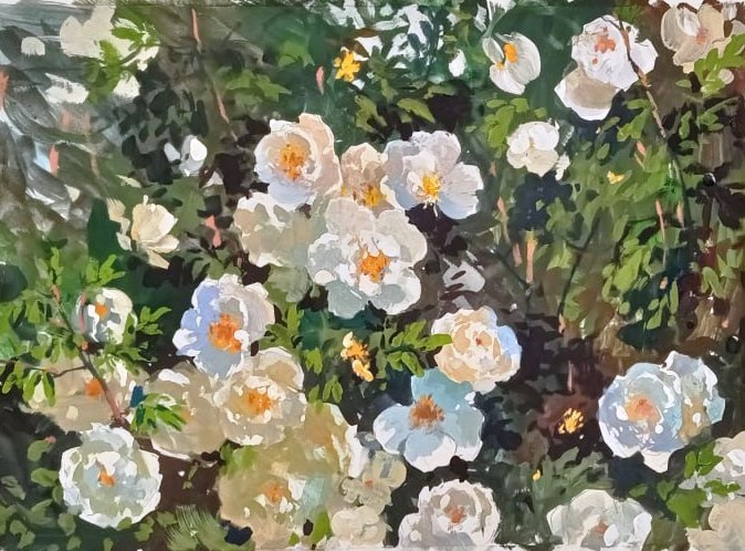 Художник Ольга Кабаева, гуашь. Работа из урока курса-марафона "Гуашь и солнце".