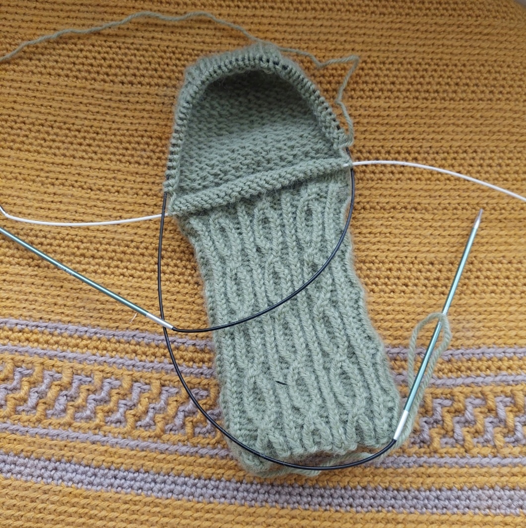 Носочек на двух парах спиц.