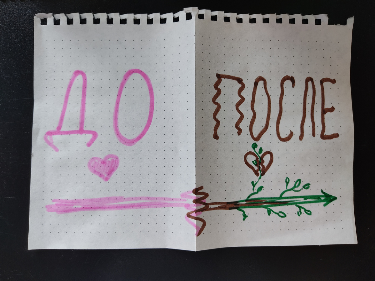 Рисунок мой. Вдохновлен метафорой на эфире от Дины Ильичевой о том, что согнутый листок, как ни расправляй, все равно сгиб остается виден