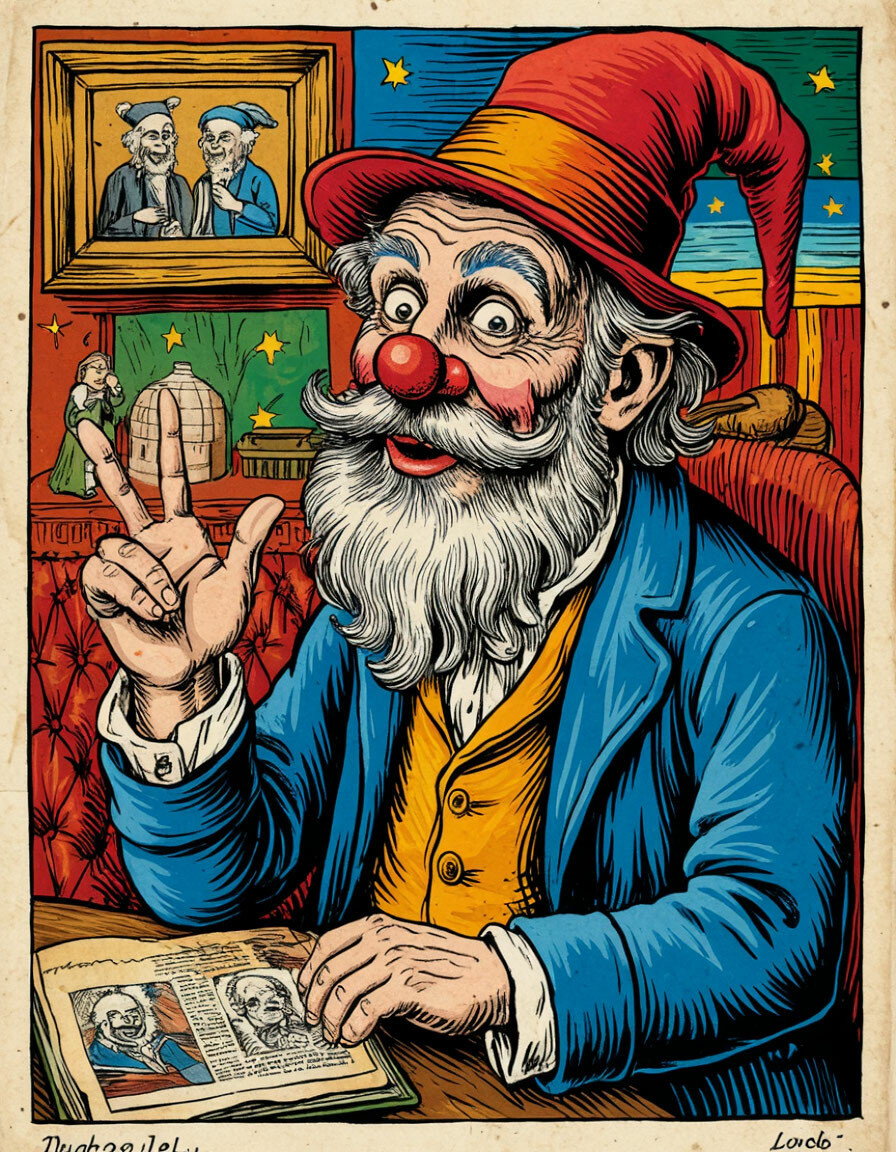 - А вот и я - развеселый потешник, всем известный столичный Раешник, со своей потешною панорамою! Картинки верчу, поворачиваю, публику обморачиваю!