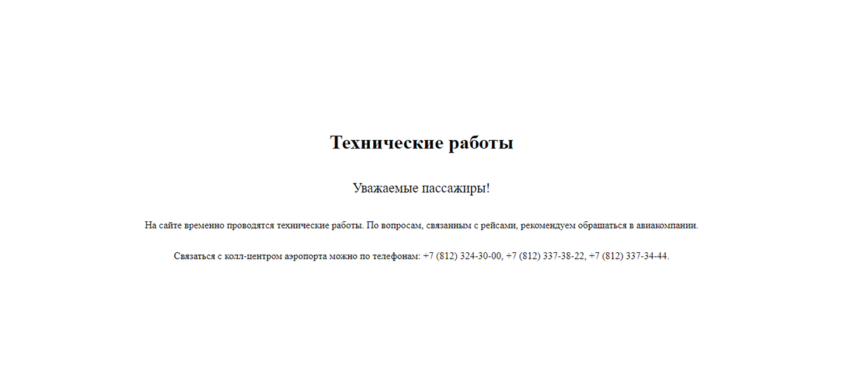 Скриншот с сайта Пулково