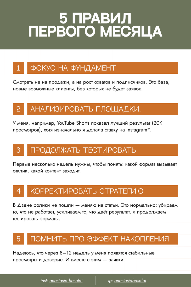 5 правил первого месяца