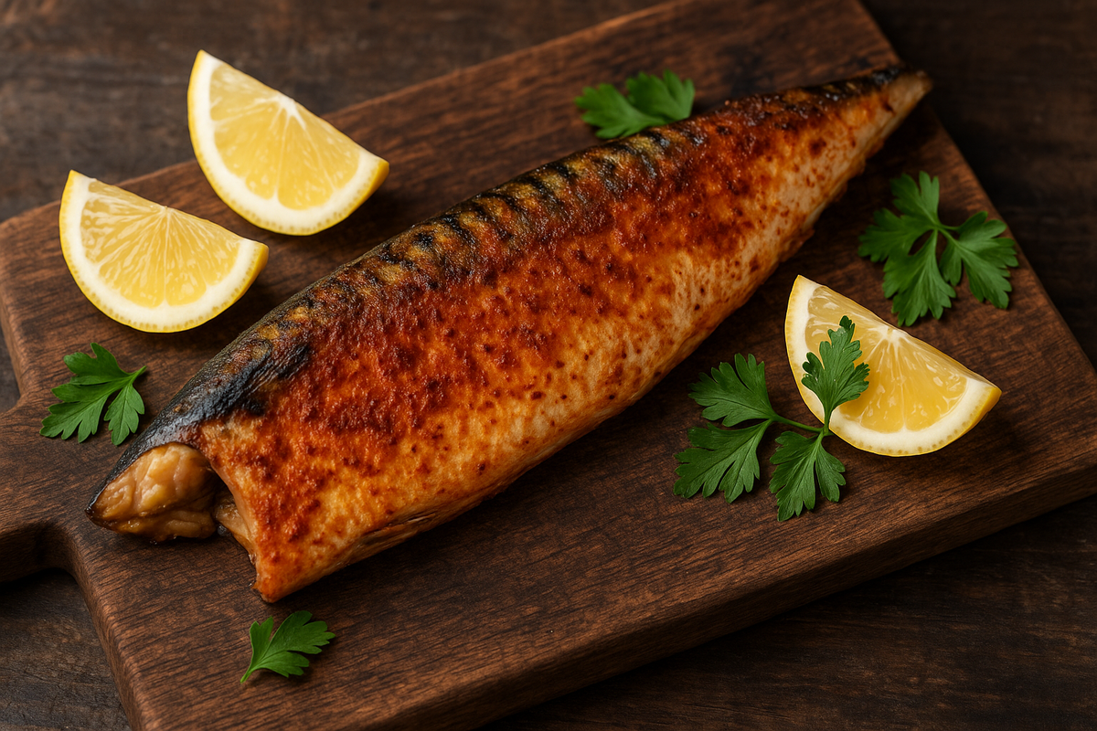 Если лень разделывать, можно замариновать целую скумбрию — важно равномерно распределить маринад по коже и в полости