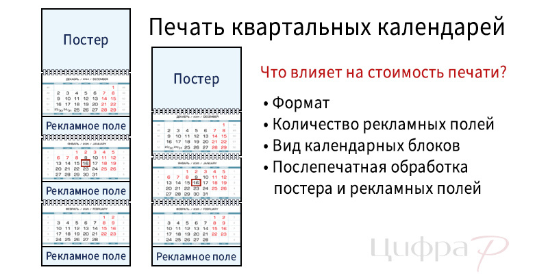 Печать квартальных календарей
